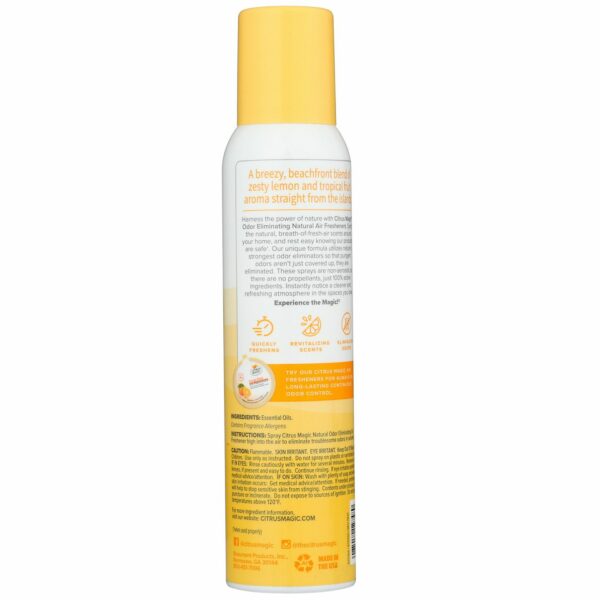 Citrus Magic Natural Odor Eliminating Air Freshener Spray, Tropical Lemon - Back