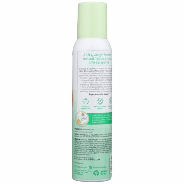 Citrus Magic Natural Odor Eliminating Air Freshener Spray, Fresh Citrus - Back