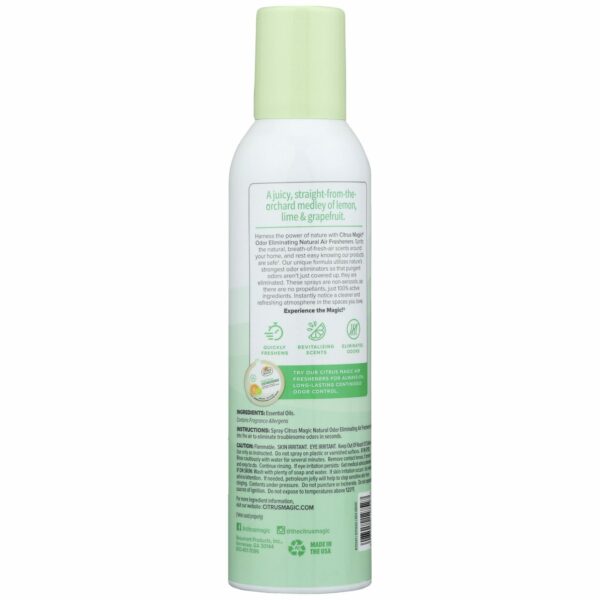 Citrus Magic Natural Odor Eliminating Air Freshener Spray, Fresh Citrus - 6oz - Back