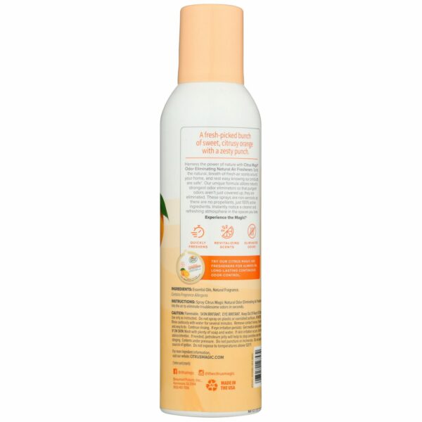 Citrus Magic Natural Odor Eliminating Air Freshener Spray, Orange Blast - 6oz Back