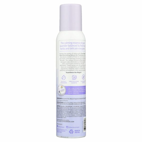 Citrus Magic Natural Odor Eliminating Air Freshener Spray, Lavender Escape - Back