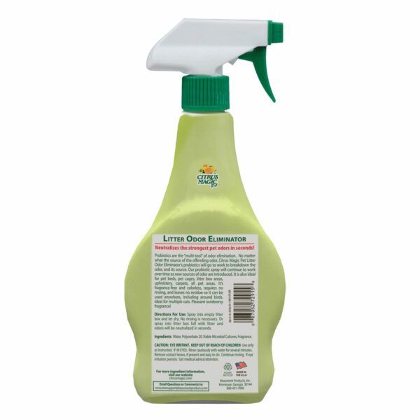 Citrus Magic Pet Probiotic Litter Odor Eliminator, Outdoor Fresh, 16-Fluid Ounce - Back