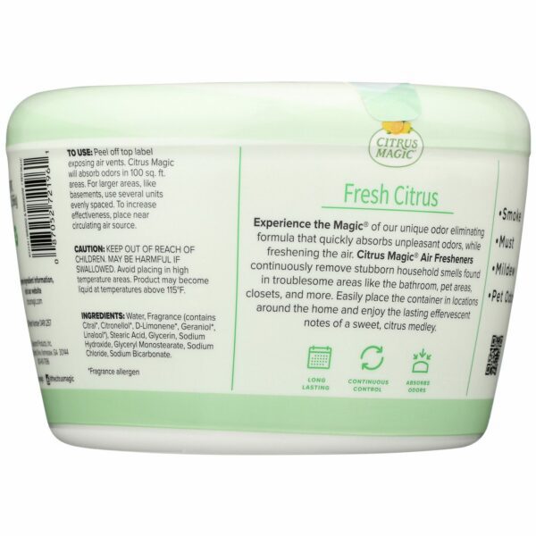 Citrus Magic Odor Absorbing Solid Air Freshener, Fresh Citrus - 20oz Back