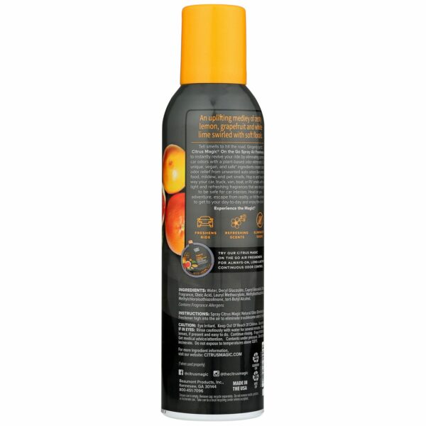 Citrus Magic On The Go Odor Eliminating Air Freshener Spray, Tropical Citrus - Back