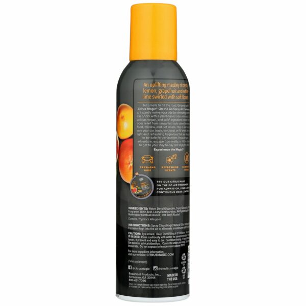 Citrus Magic On The Go Odor Eliminating Air Freshener Spray, Tropical Citrus - Back