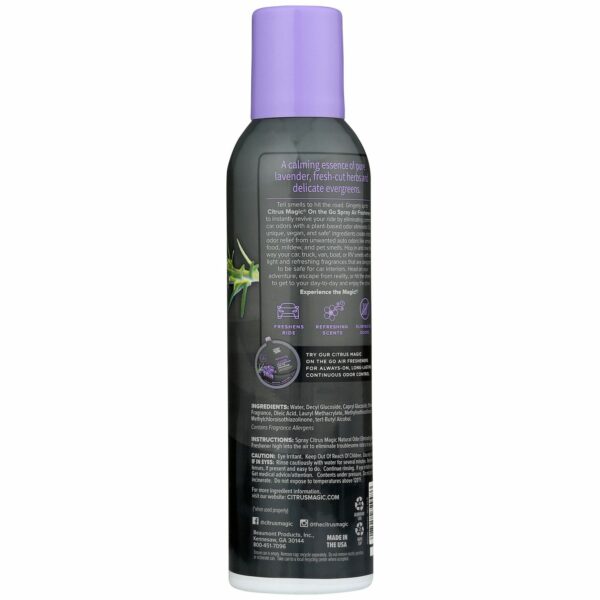 Citrus Magic On The Go Odor Eliminating Air Freshener Spray, Refreshing Lavender - Back