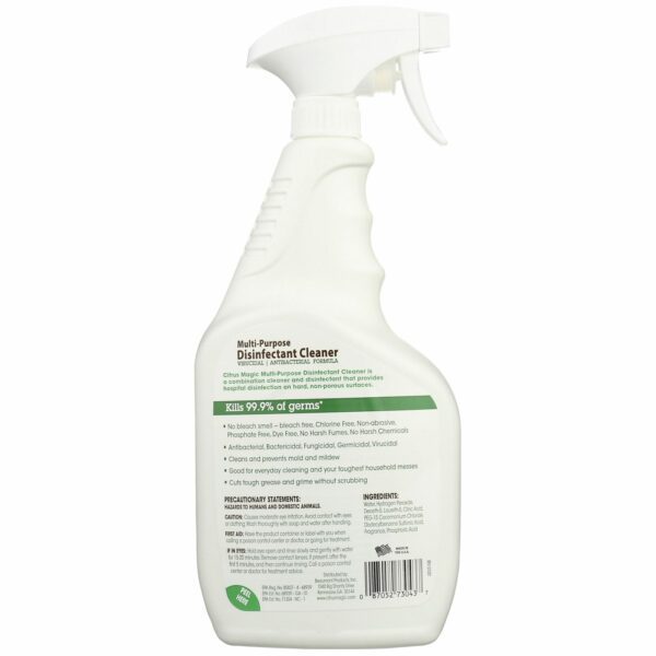 Citrus Magic Multi-Purpose Disinfectant Cleaner, Citrus - Back